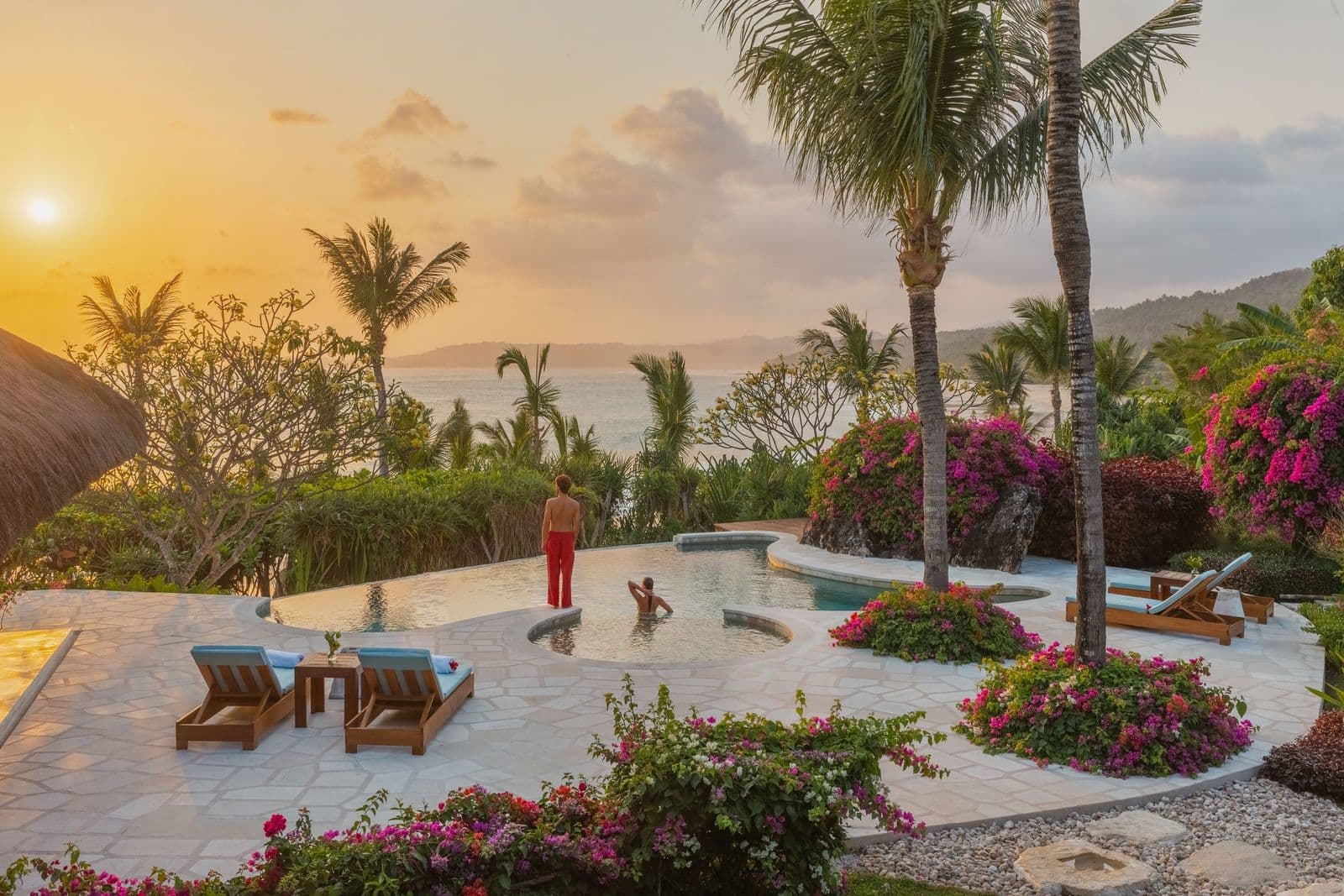 Sunset infinity pool overlooking the Indian Ocean